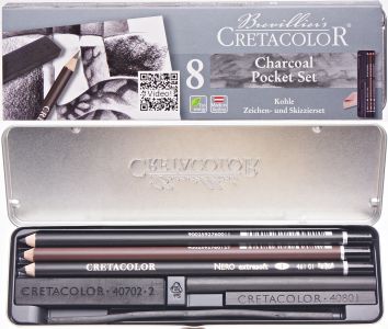 Cretacolor Charcoal Pocket Set 8 elementow metalowe opakowa0